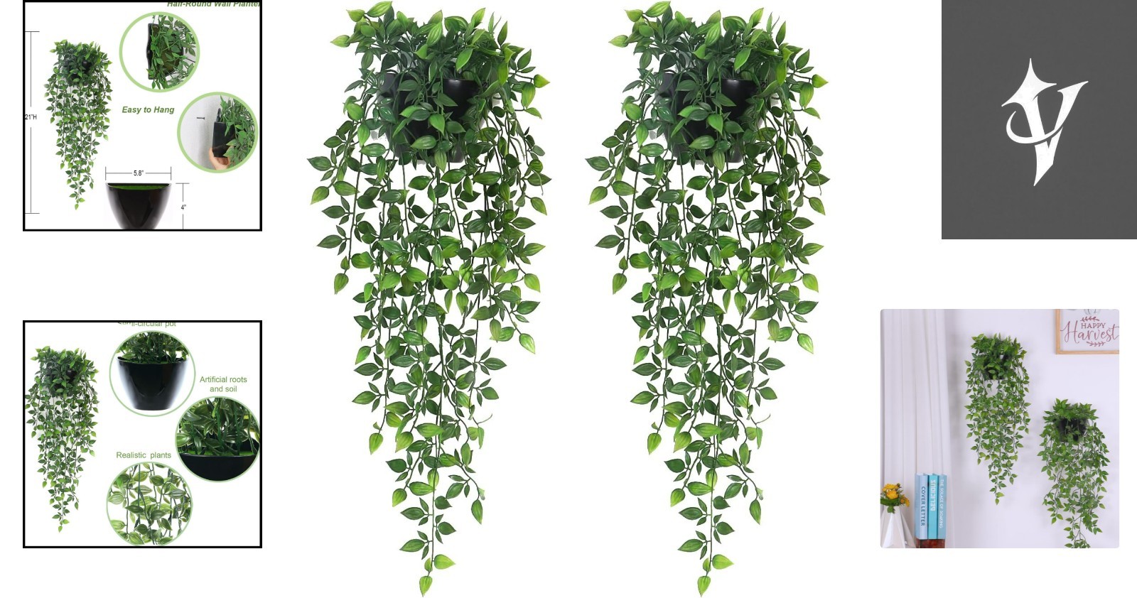Vivid 2 Pack Fake Wall Plants – Long-Lasting Plastic Greenery for Every Occasion