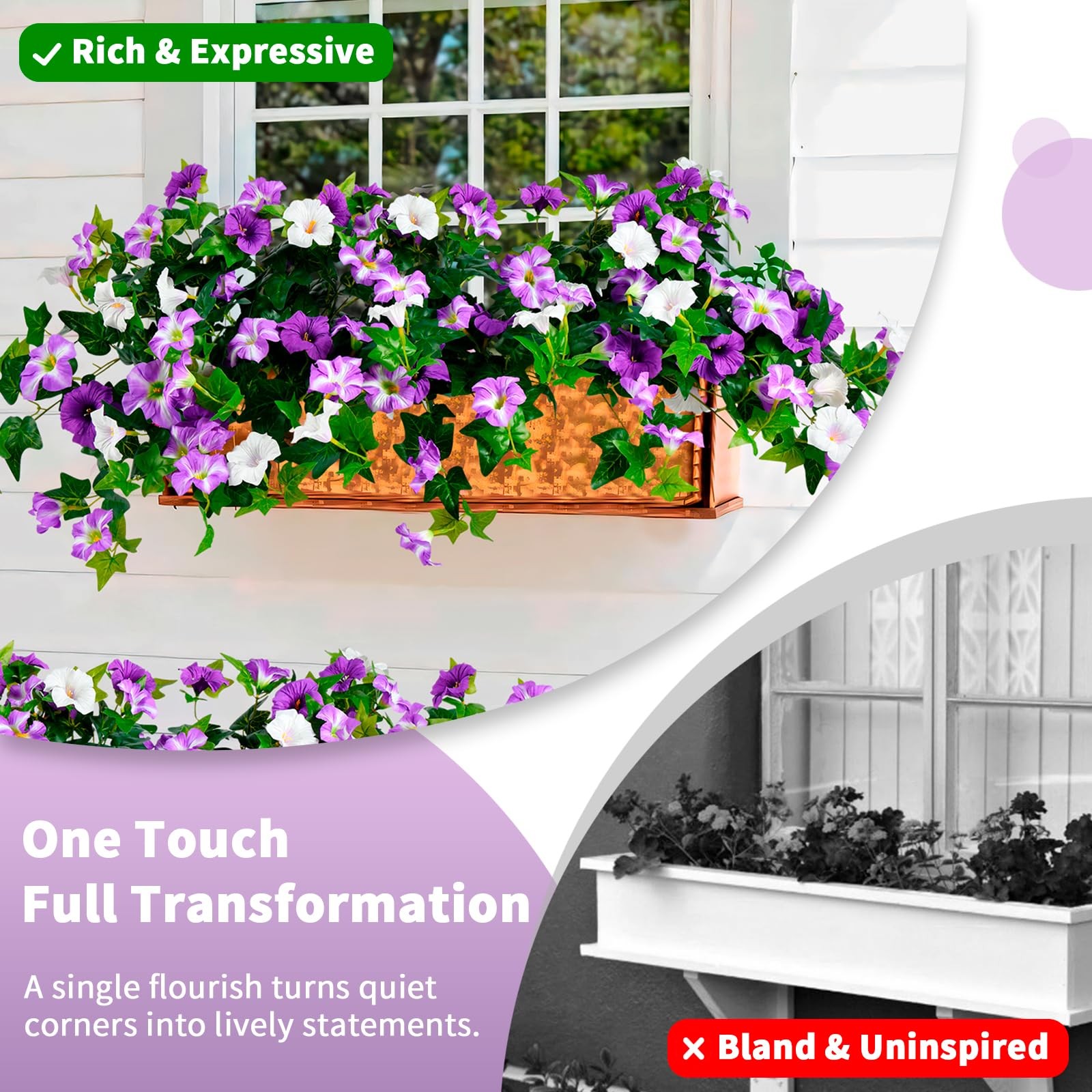 Best Artificial Flowers for Outdoors, UV Resistant Fake Outside, 2 Pack Purple