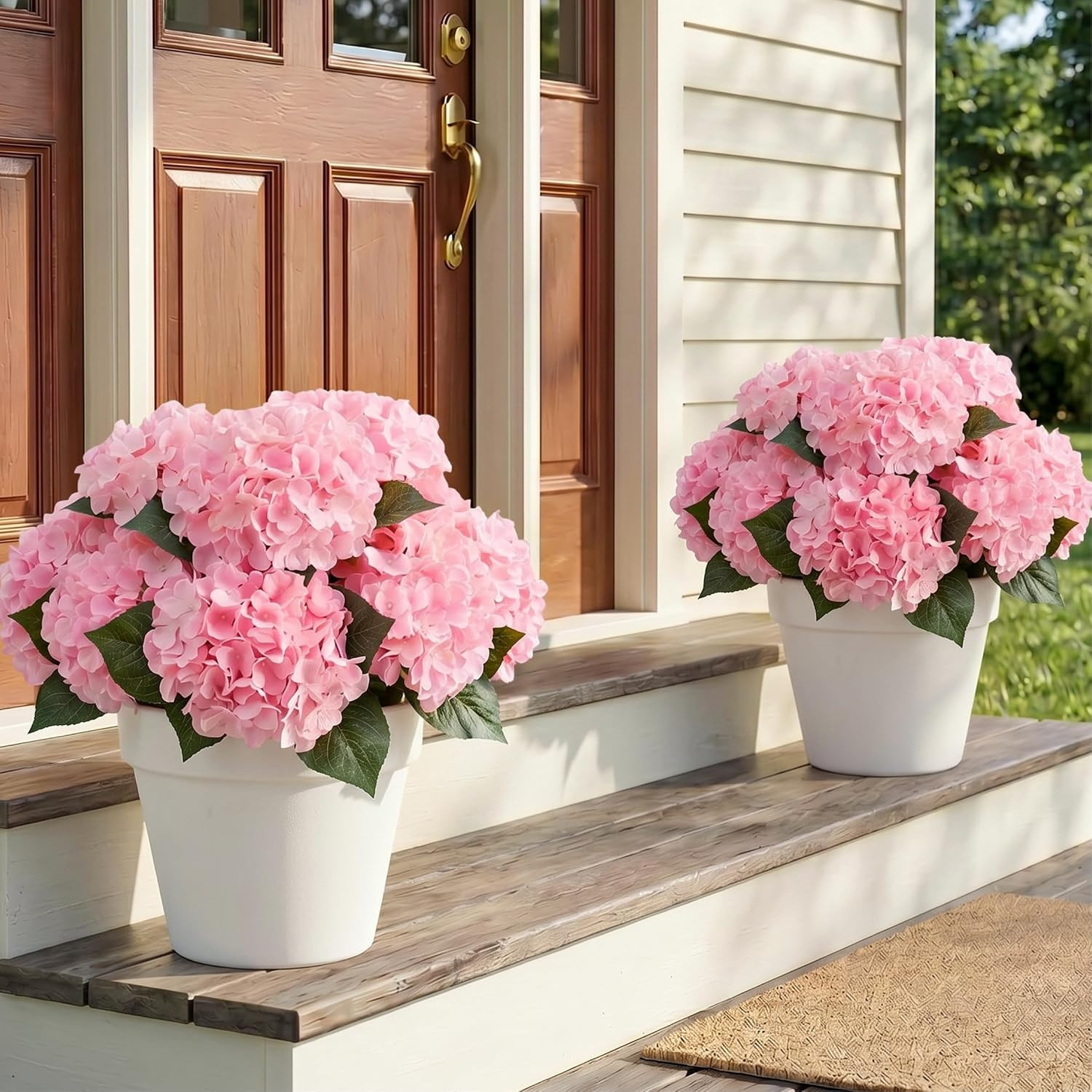 12 Bundles Hydrangea Artificial Flowers for Outdoors and Indoor, UV Resistant Wh
