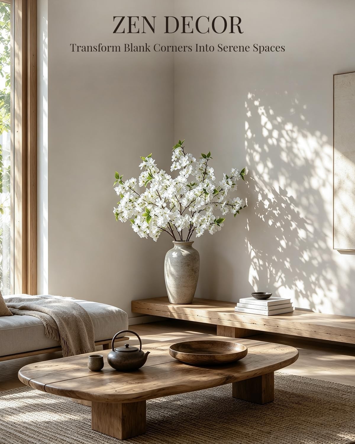Faux Cherry Blossom Branches with Reattachable Blooms – 39 in for Stunning Vases