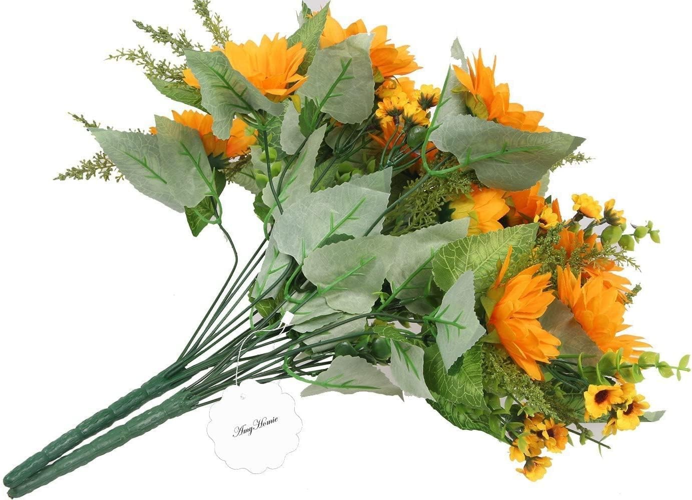 2PCS Artificial Sunflower Bouquets Fake Flowers for Wedding, Home & Baby Shower