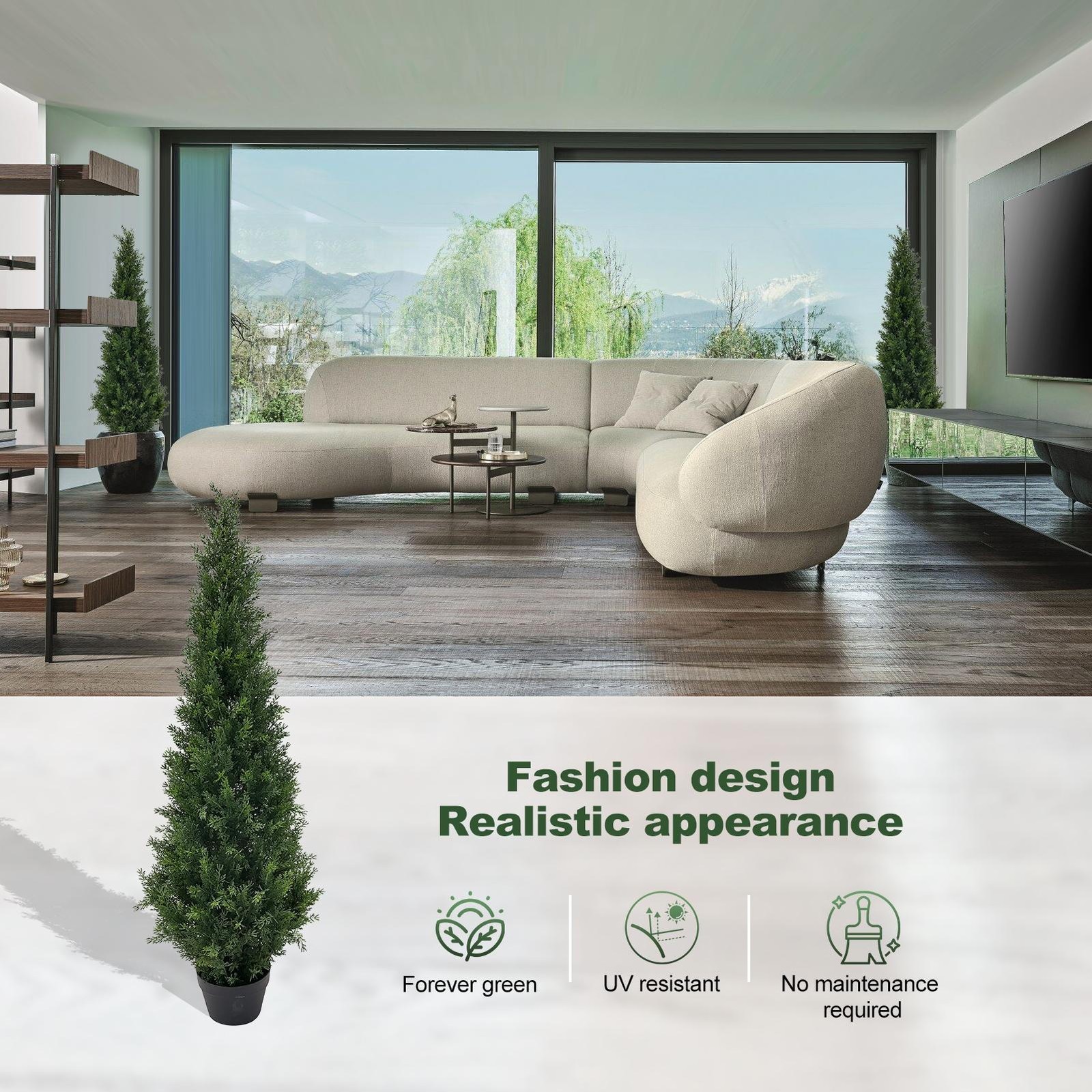 2pcs 3/4/5Ft Cedar Pine Artificial Topiary Tree Christmas Home Decor UV New–