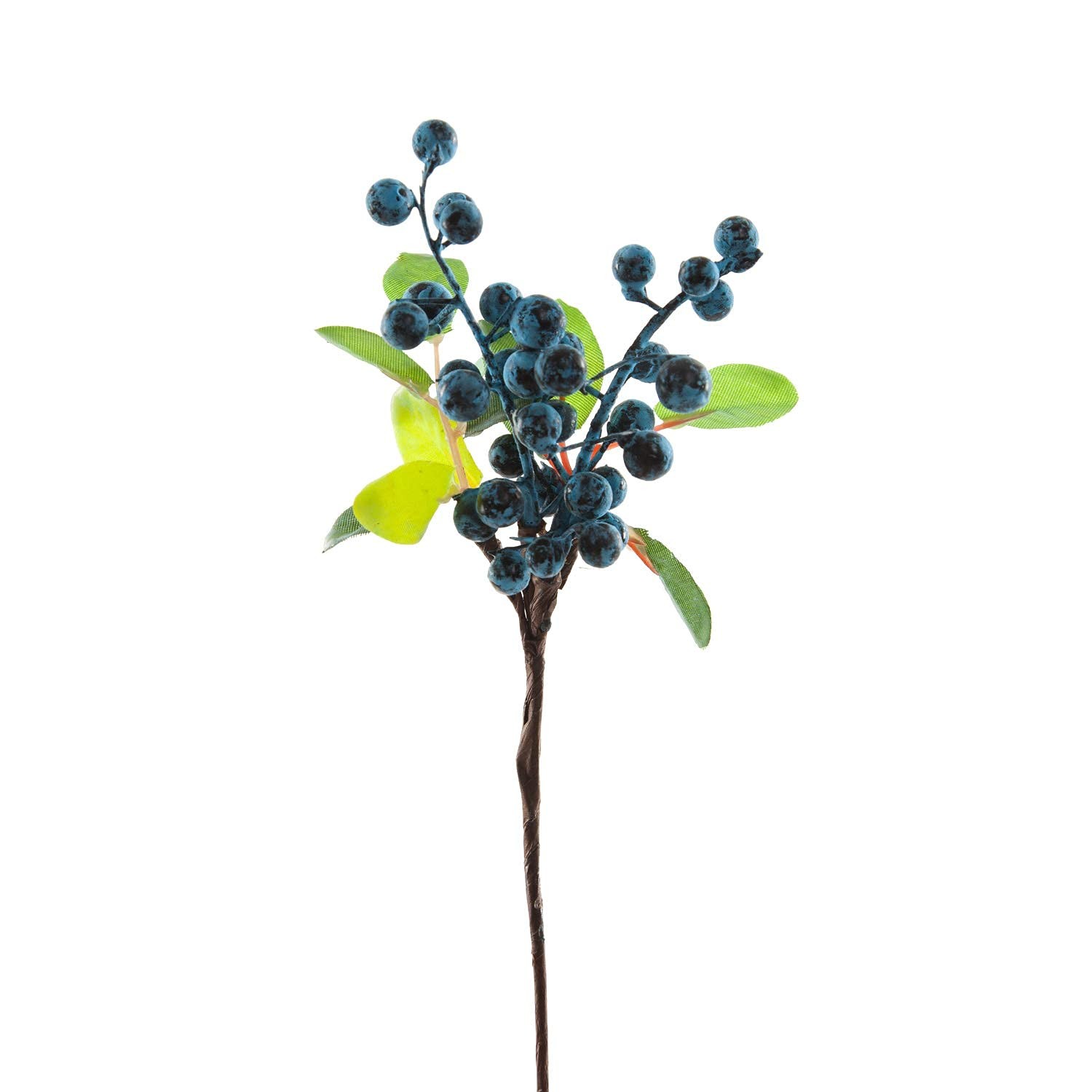 SHACOS Artificial Blue Berry Stems Pack of 20 Fake Blue Berries with Green Le…