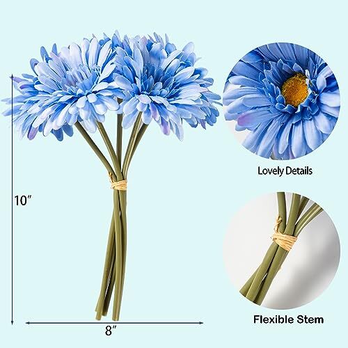 Artificial African Daisies Flowers African Daisy Silk Flowers 10 Blue