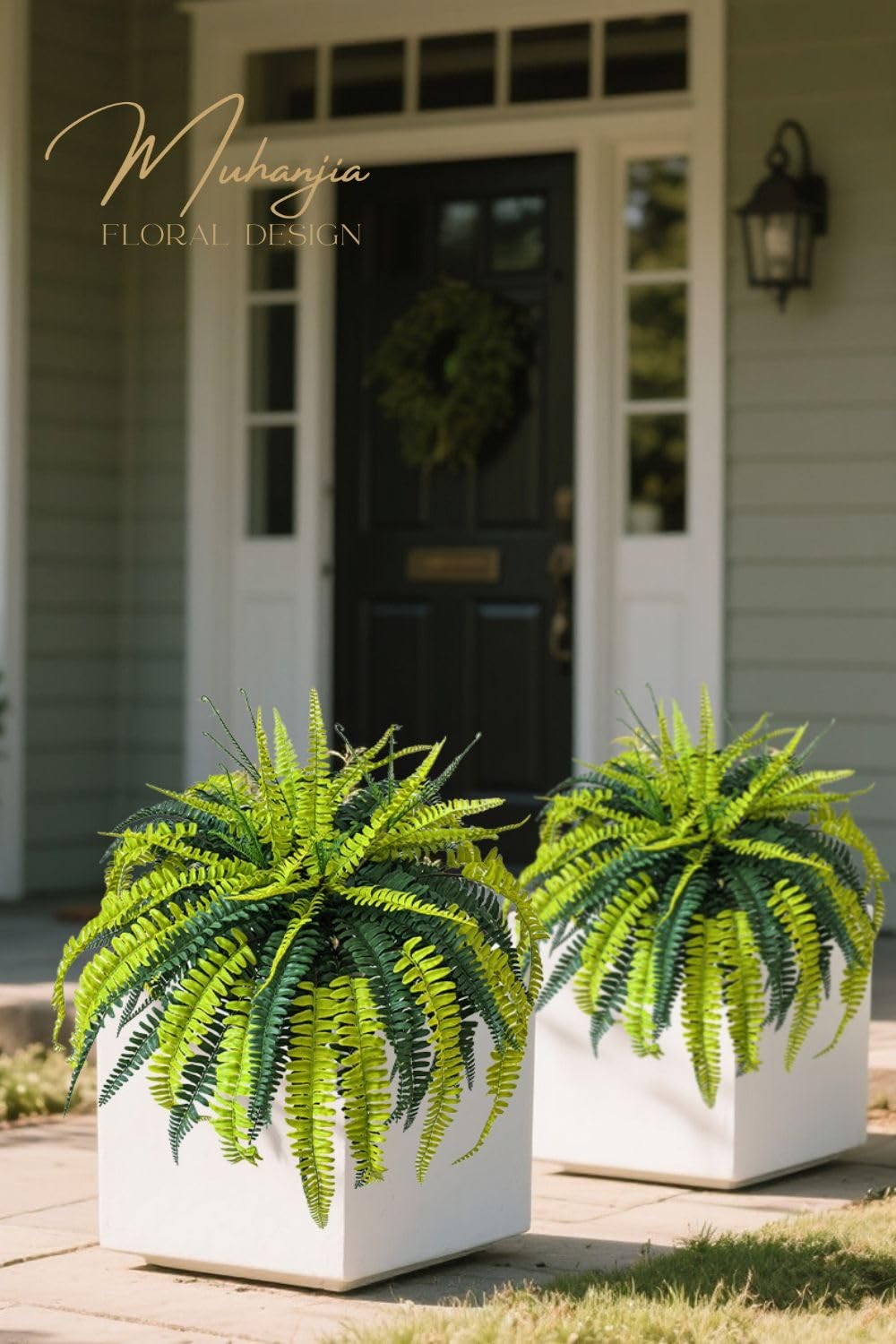 Polyester Artificial Boston Fern Bush,Set of 4,Fake Fern Hanging Plants UV Re…