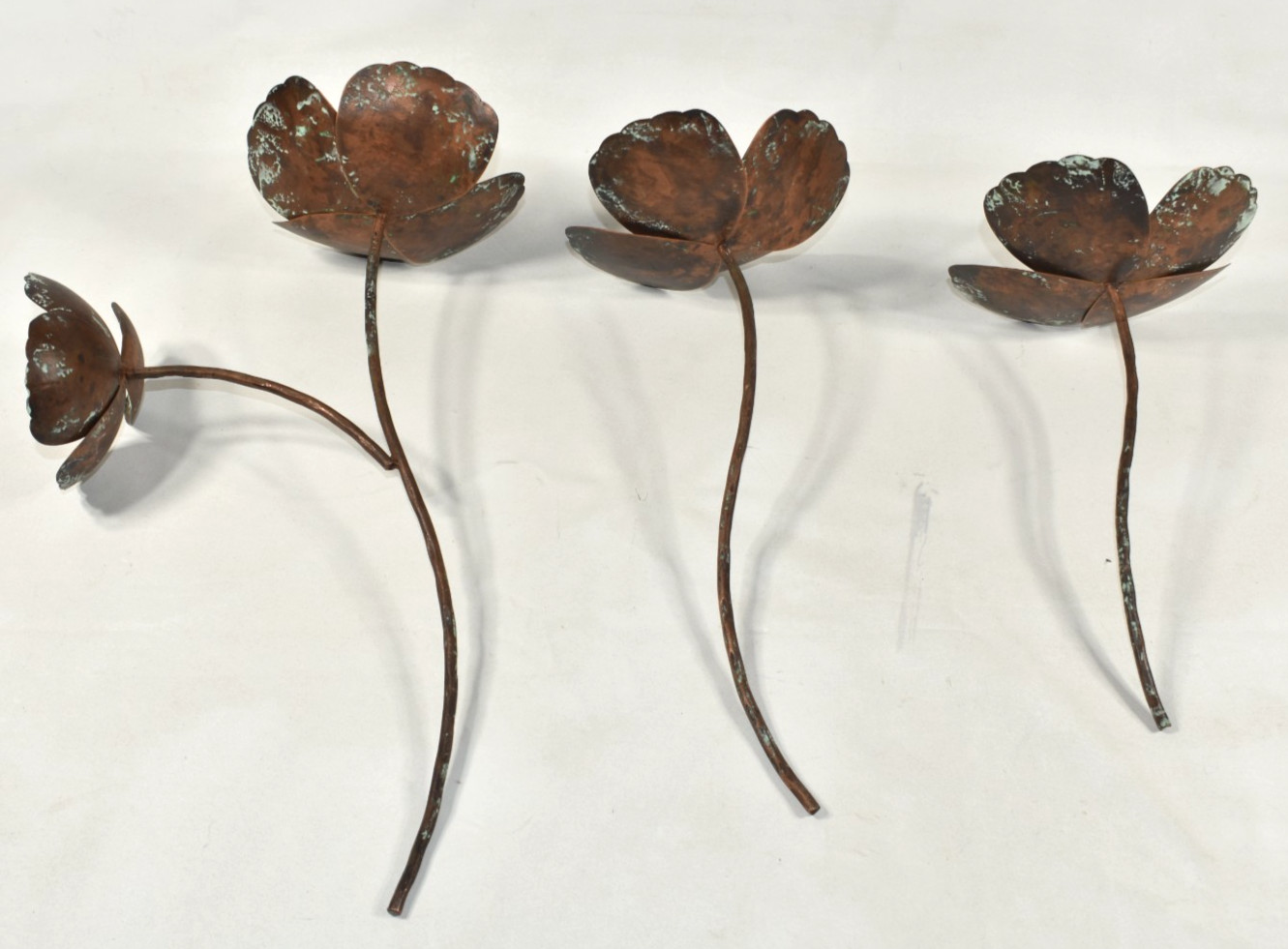 Pottery Barn SAMPLE 3 Pcs Metal Flowers Poppies Poppy Stems Copper Color NO VASE