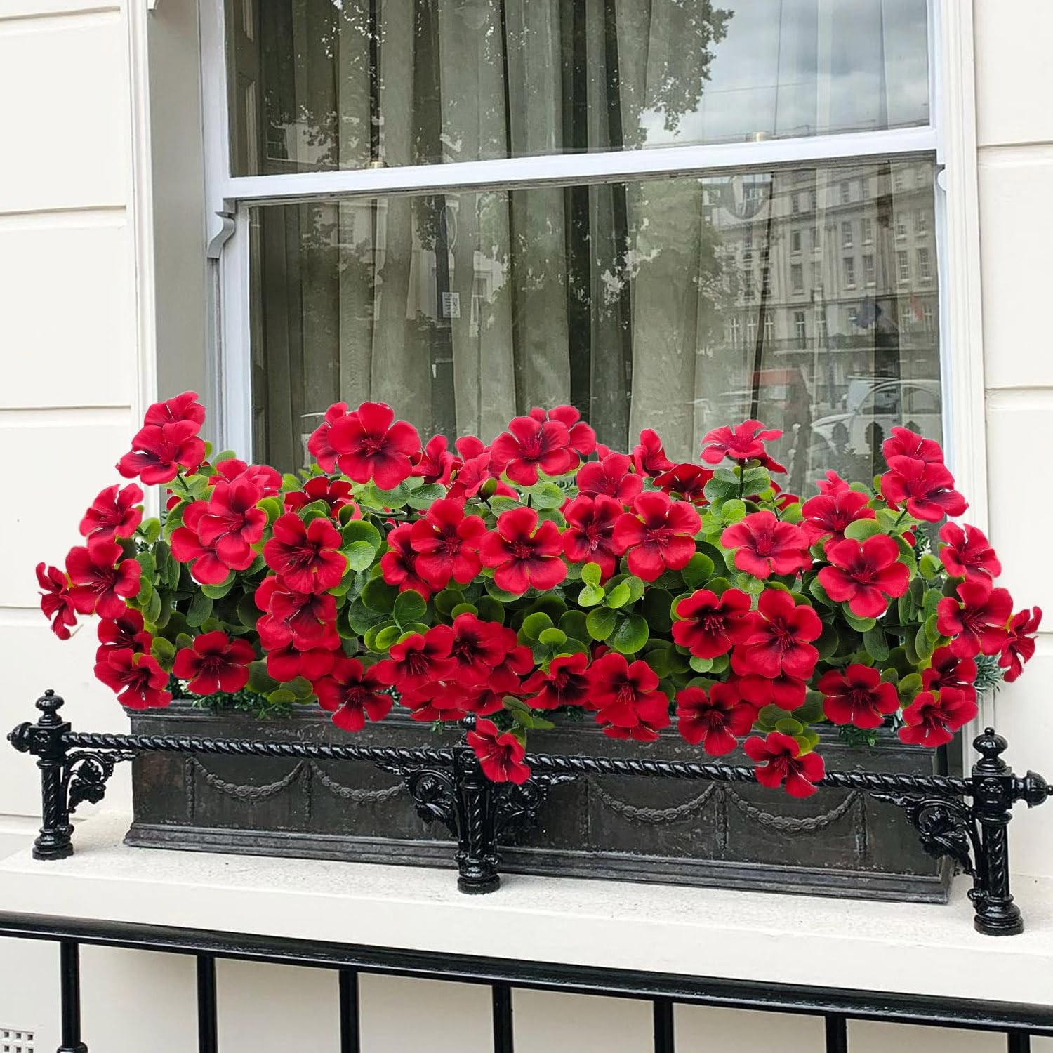 4 Bundles Large Artificial Geranium Flowers for Outdoors UV Resistant Faux Si…