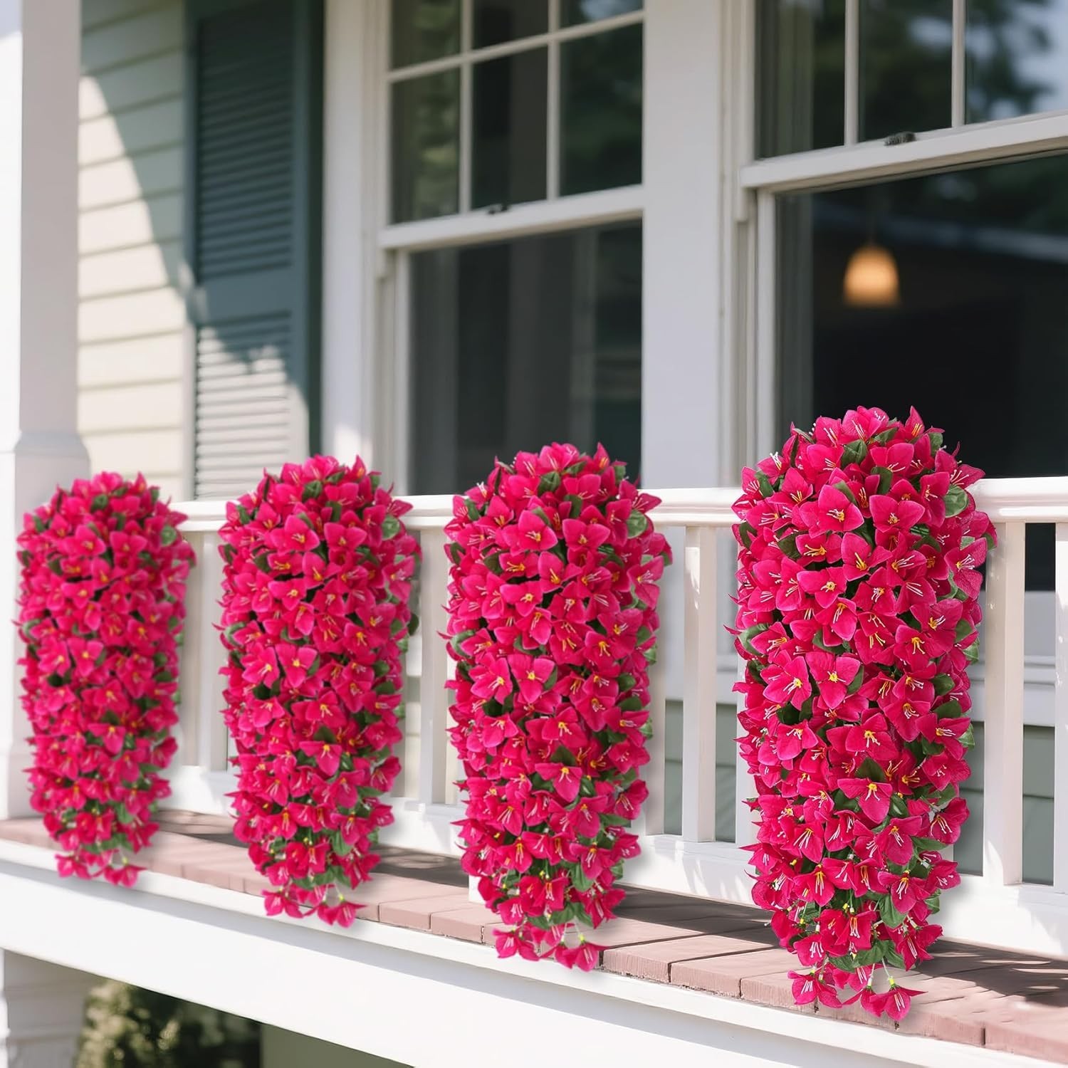 Artificial Bougainvillea Flowers Plants for Outdoors Decoration, 2 Pcs Faux Silk