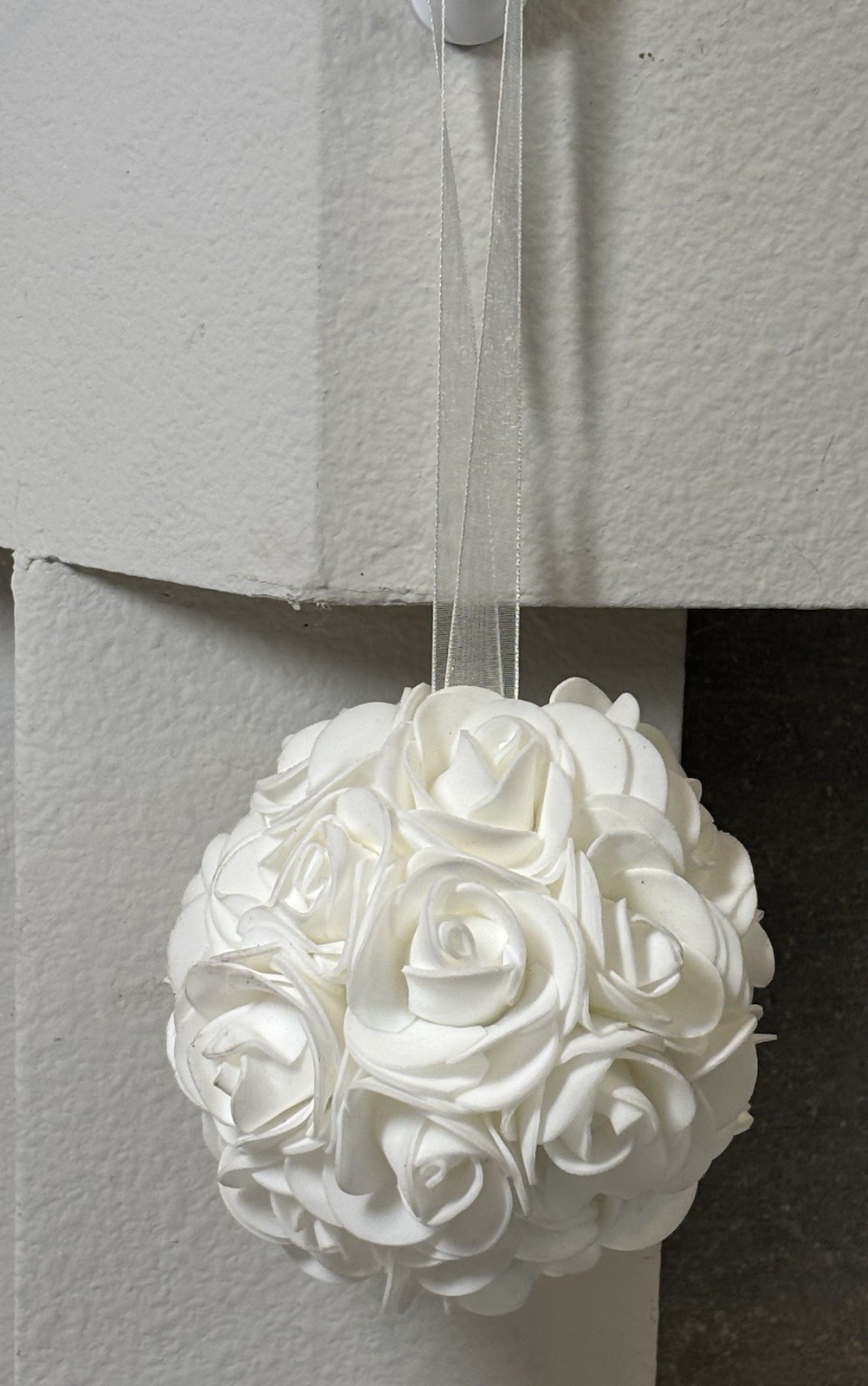 Artificial White Foam Rose Kissing Ball / Wedding Hanging Decoration