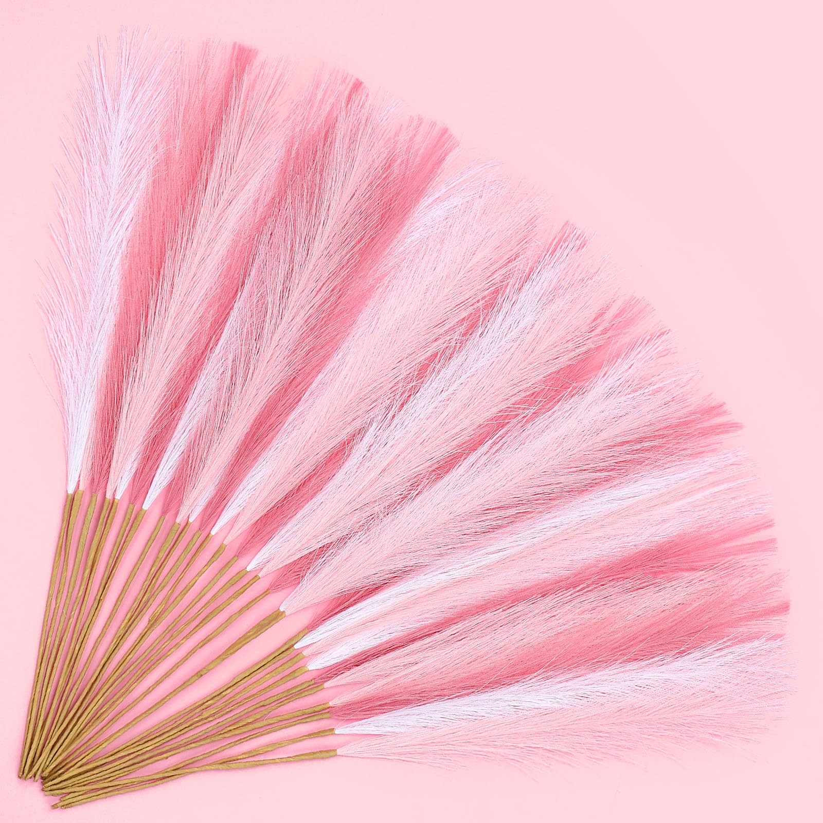 30 Pcs Pink White Pampas Grass Decor: 21.7″ Fluffy Faux Small Pampas Grass Ar…