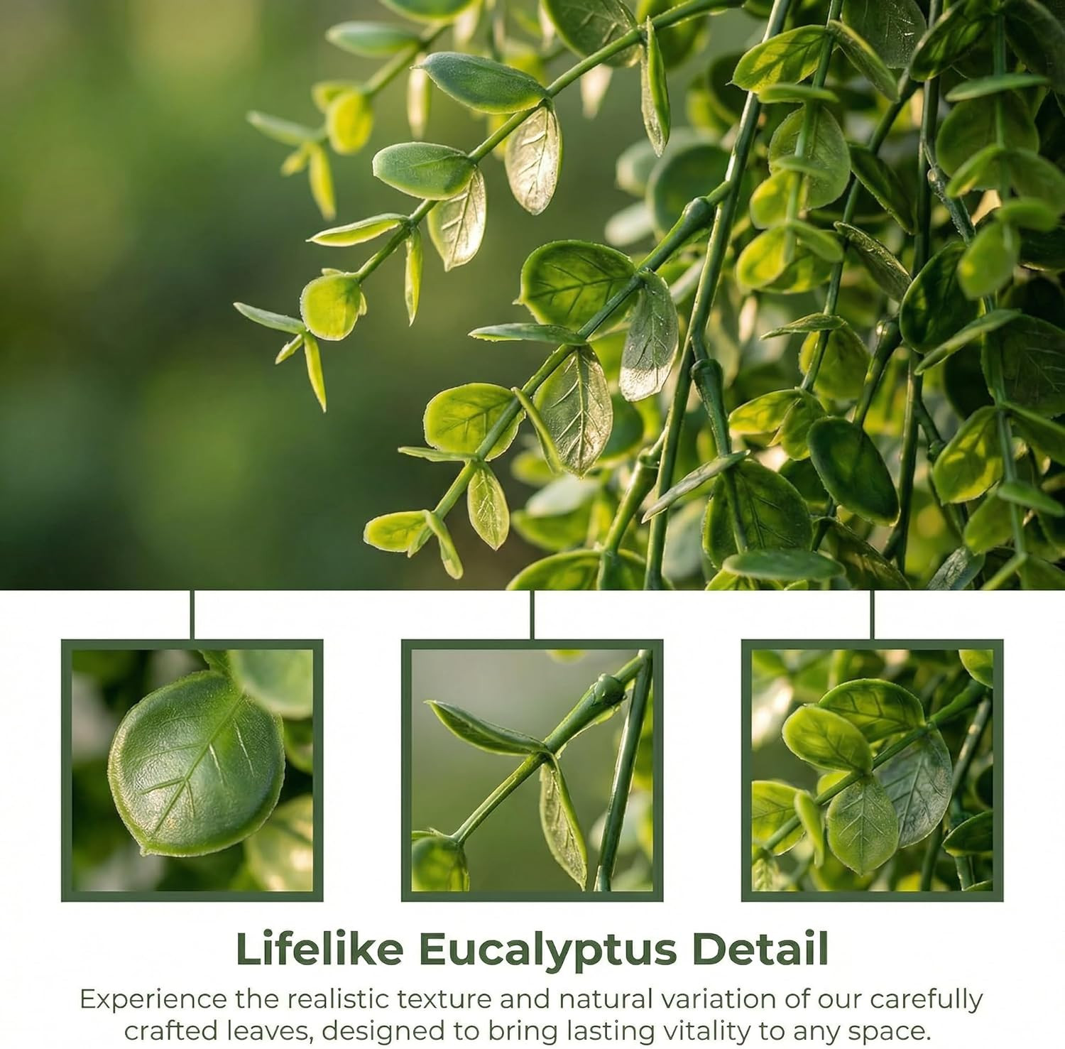 4 Pack Artificial Eucalyptus Hanging Plants 30 Inches UV Resistant Plastic Decor