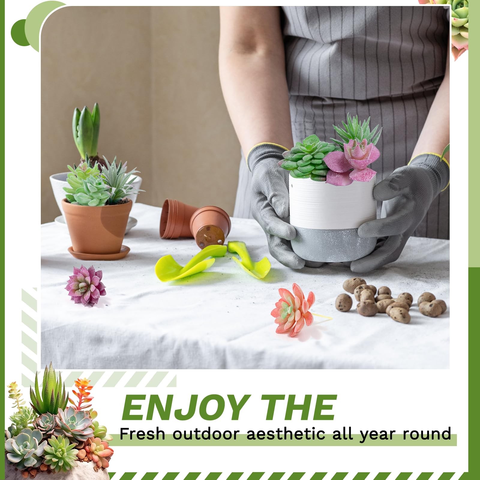 WOHSEROM 12 Pack Realistic Flocked Artificial Succulents, Faux Plastic Succul…