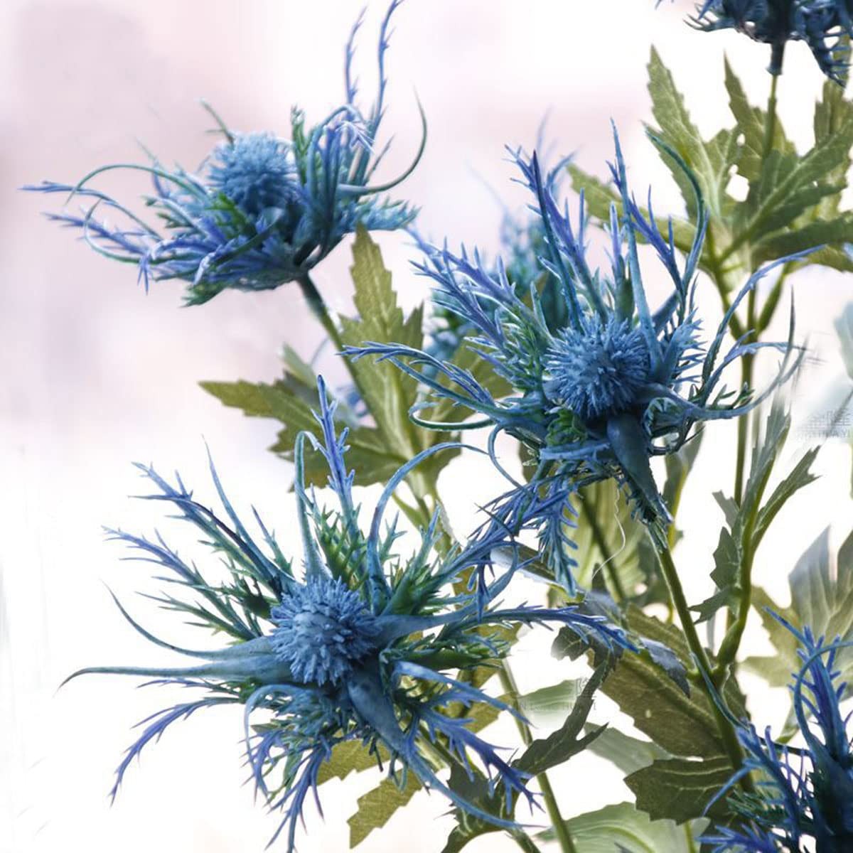 5 Pack Silk Artificial Thistle Flowers Eryngiums Faux Plants for Garden Weddi…