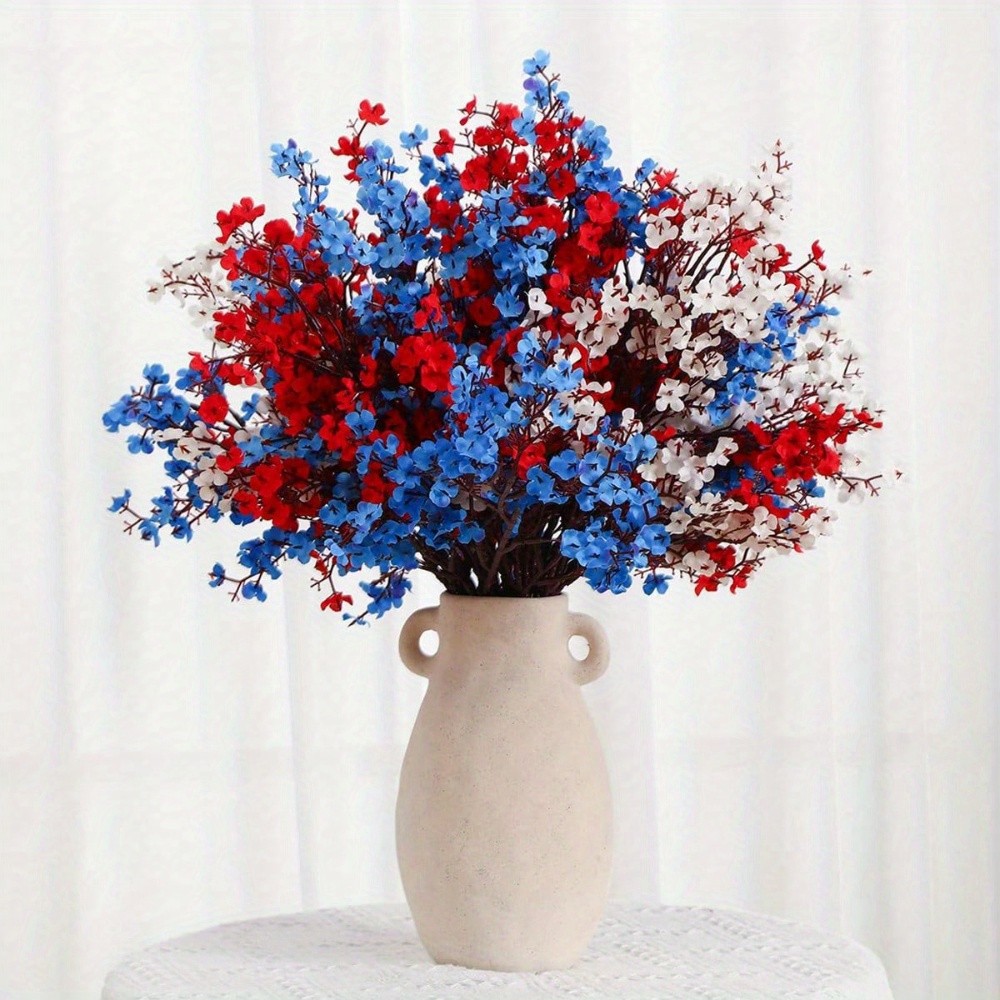 15pcs Red White Blue Patriotic Artificial Flowers Memorial Day 4th of July Decor