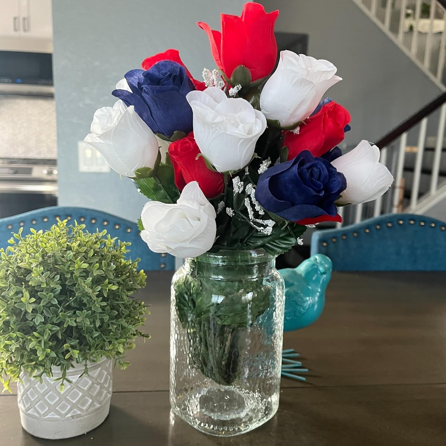 Timeless Indoor 14-Stem Rosebud Arrangement for Memorial & Independence Days