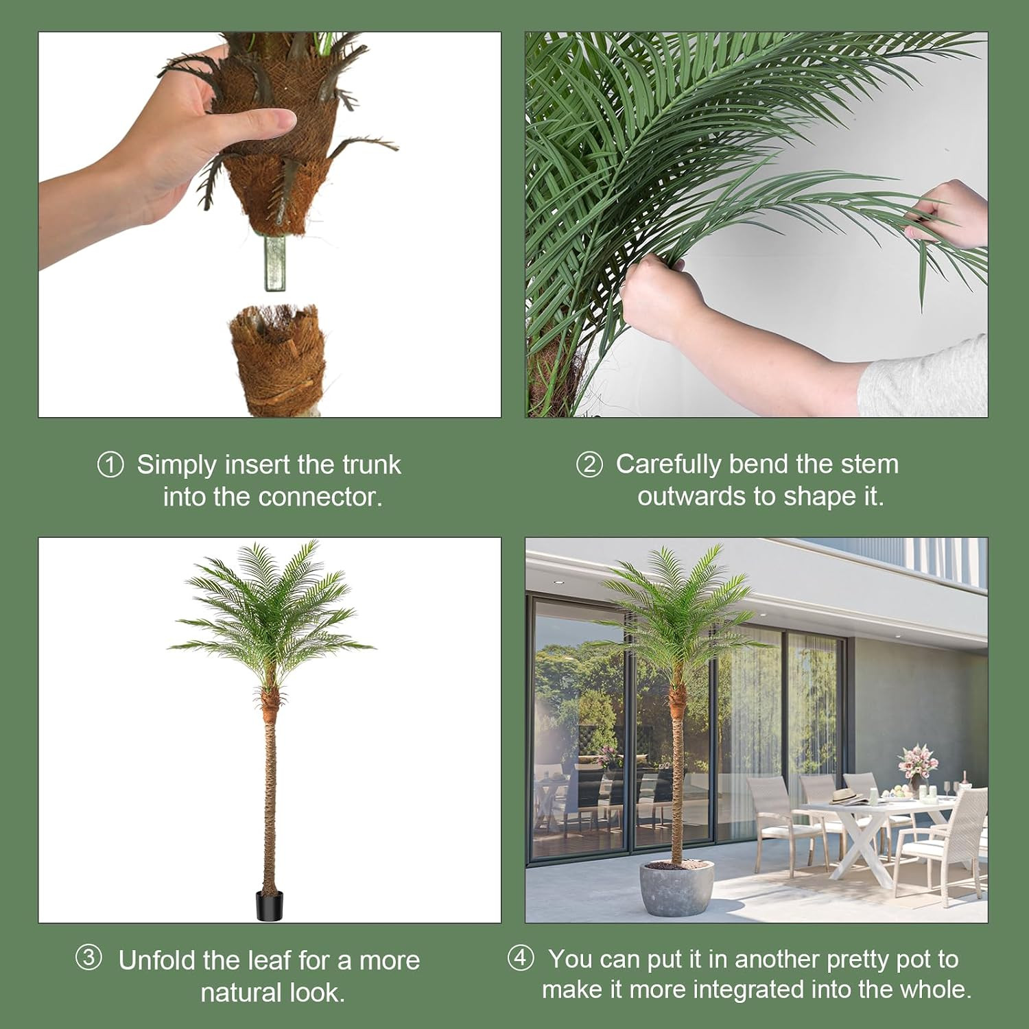 Artificial Phoenix Palm Tree 9Ft Tall 2 Set – Fake Large Tropical Tree with 21 A