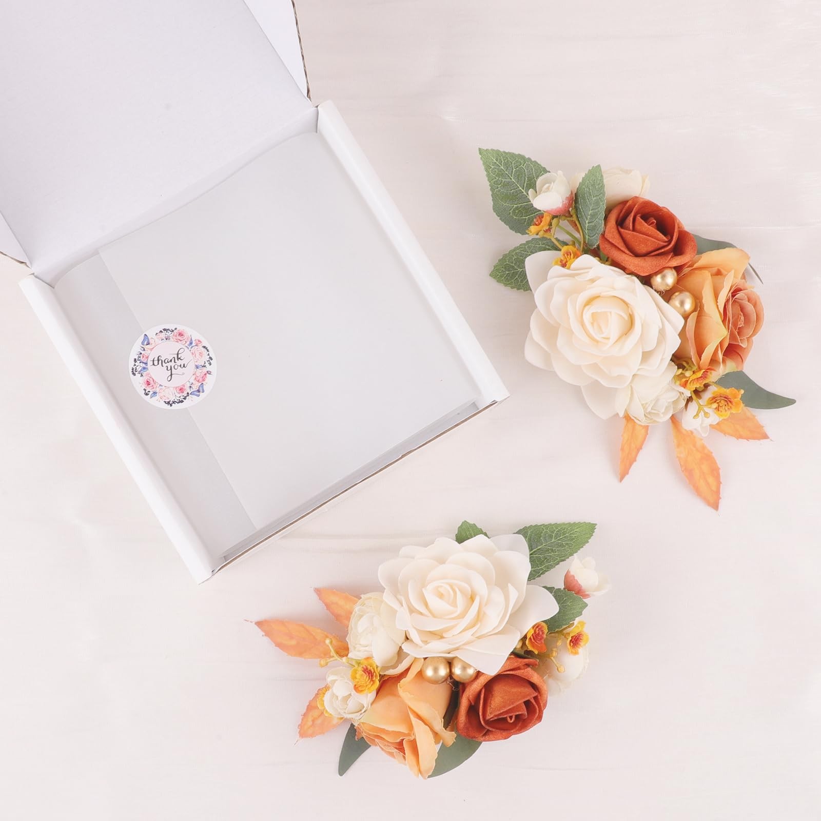 2 PCS Terracotta Floral Shoulder Corsages Set Wedding Ceremony Formal Party