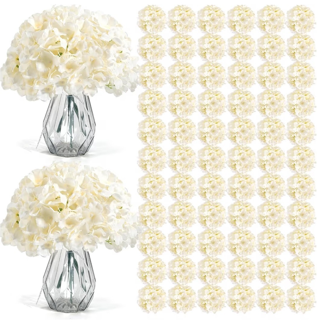 104pc. Silk Hydrangea Artificial Flowers w/Stems Champagne Color New