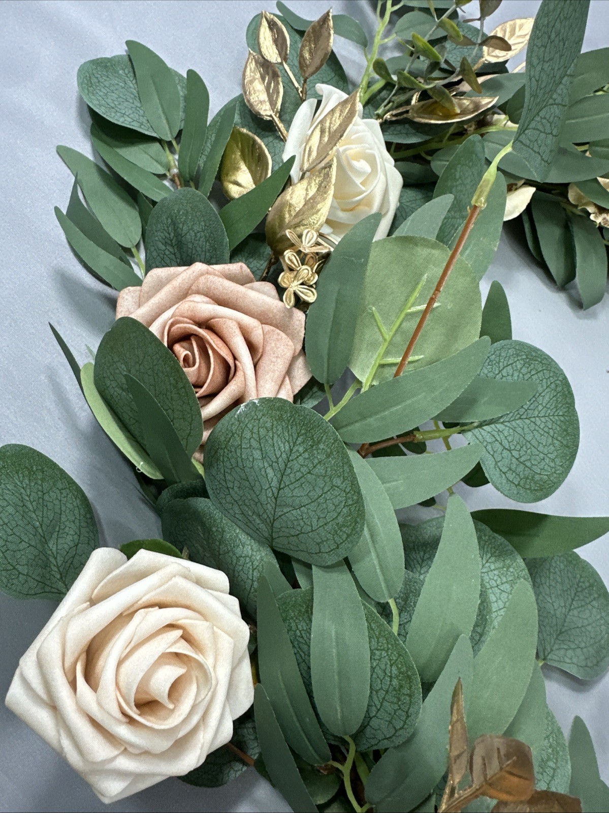 Ling’s Moment Elegant Wedding Eucalyptus Rose Flower Garland All Occasions 6FT