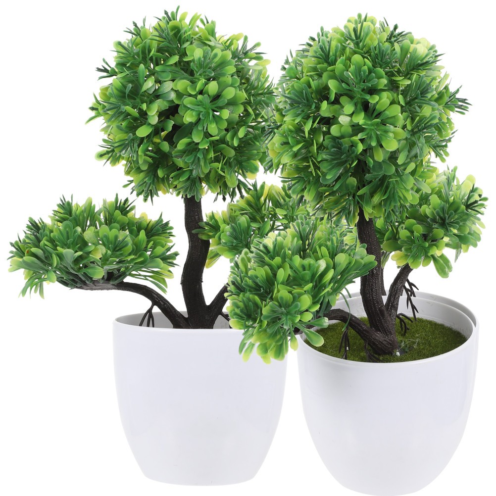 2Pcs Fake Plants Potted Green Artificial Plants for Bedroom and Living Room
