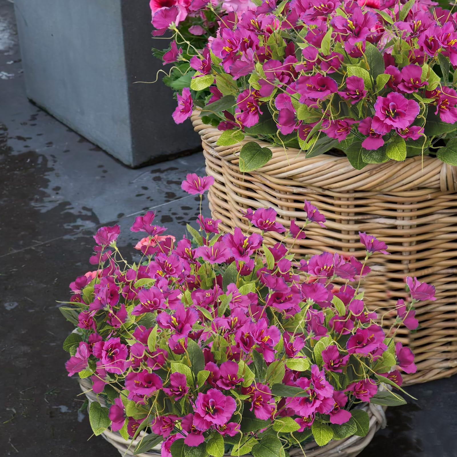 3 Pcs Artificial Flowers for Outdoors Hibiscus Spring Summer Decor Fuchsia Ar…