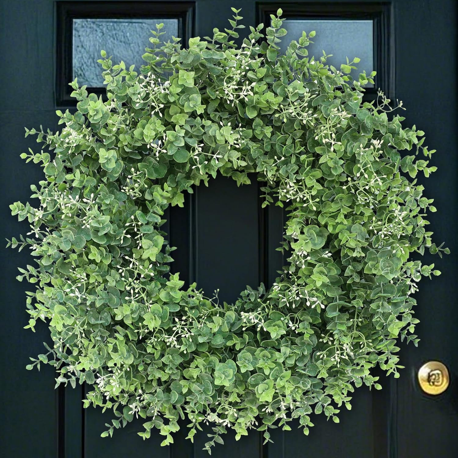 26” Eucalyptus Wreath for Front Door – Large Artificial Eucalyptus Leaves with