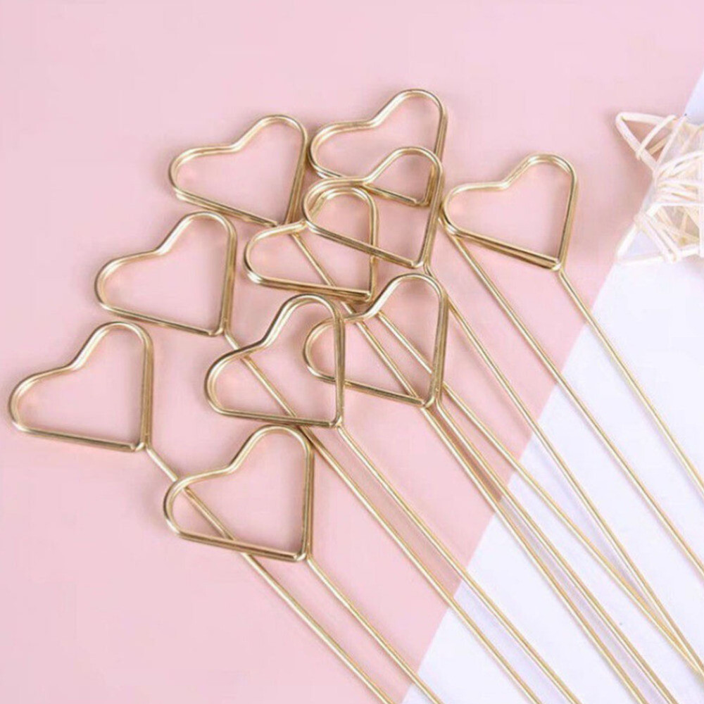 10 Pcs Pieces Gold Round Floral Place Card Holder Heart Decoration