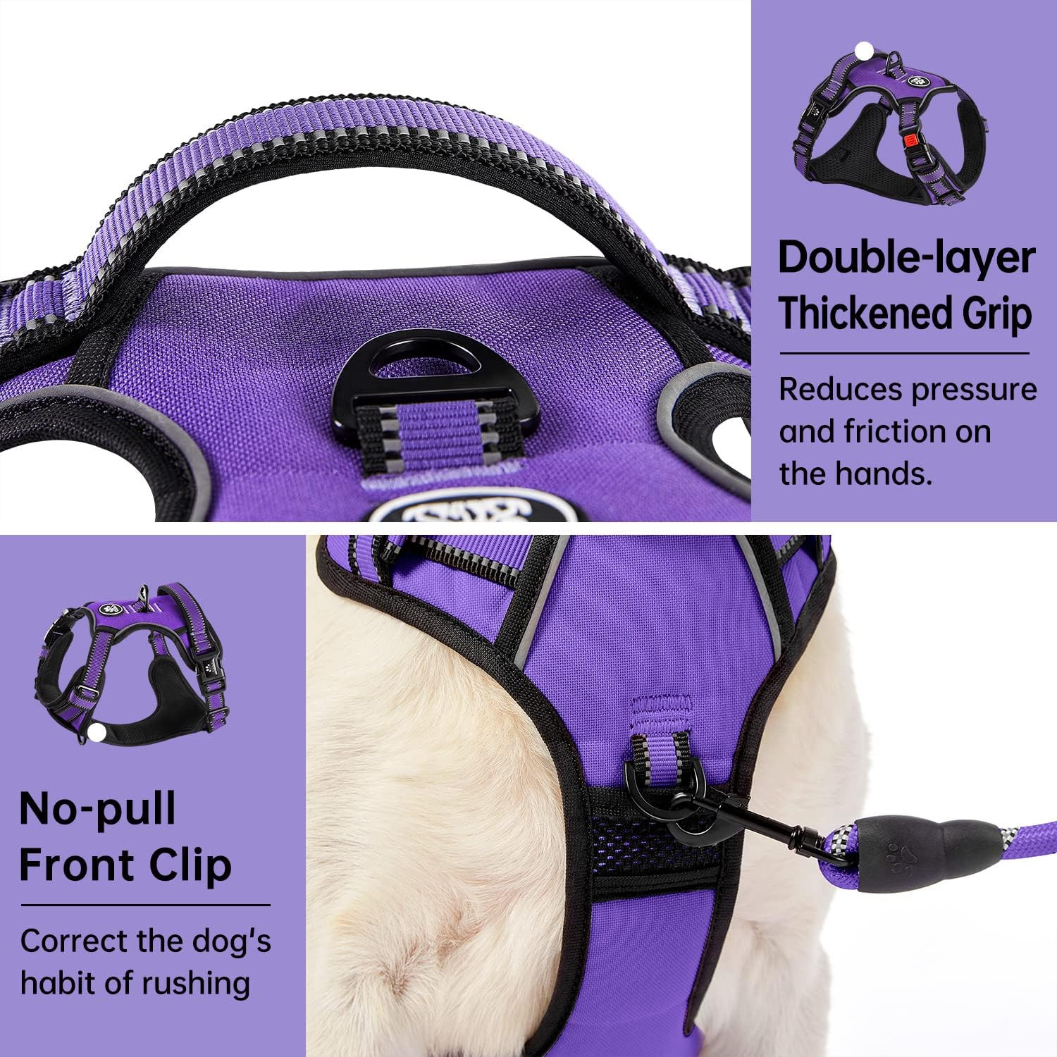 IVY&LANE No Pull Dog Harness for Medium Dogs, Dog Vest Harness with Leash, Safet