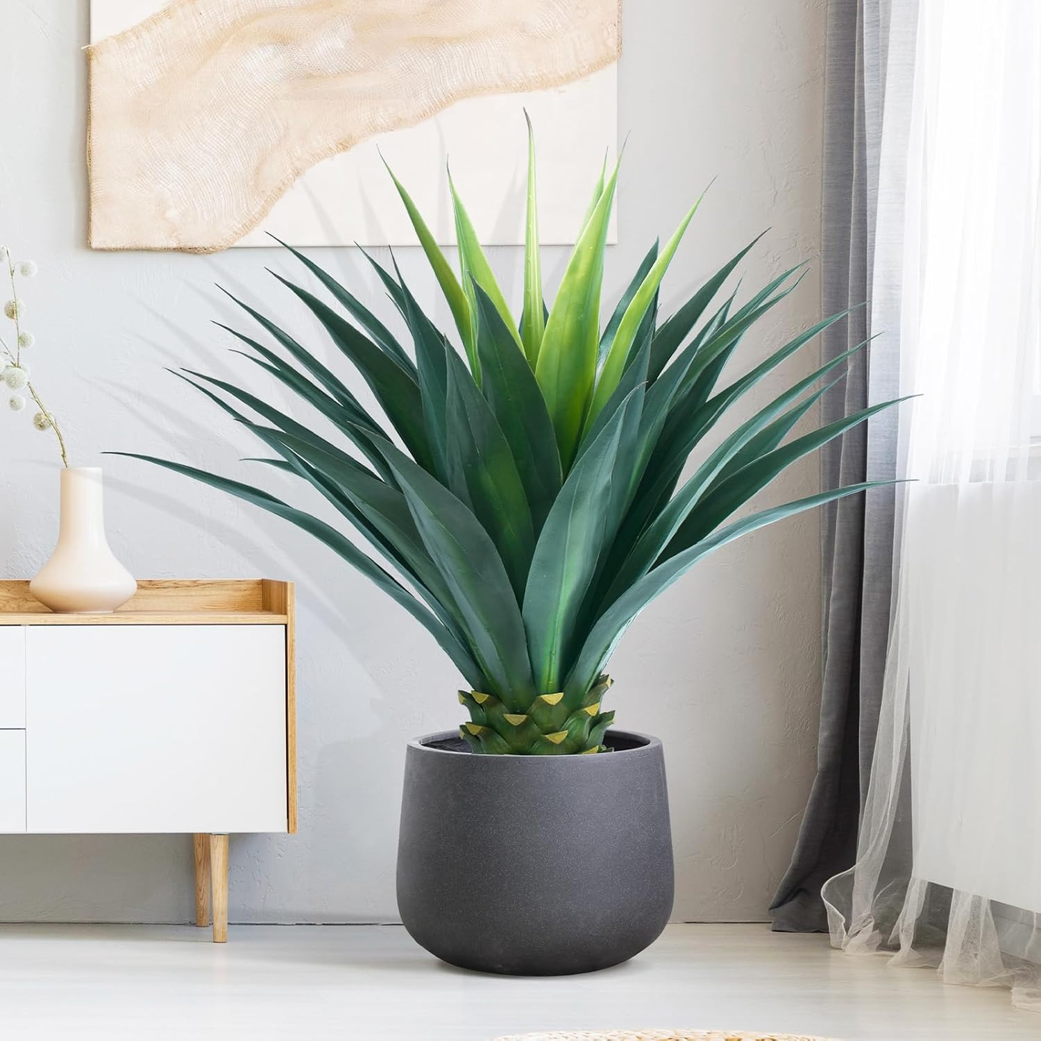 3.5Ft Faux Agave Plant in Black Pot – Perfect for Home, Office & Patio Decor