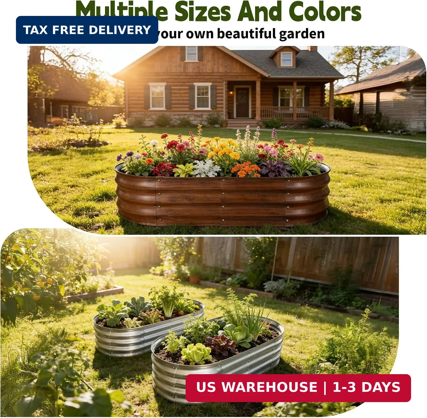 Galvanized Raised Garden Bed Outdoor, Large Raised Bed for Gardening, 4x2x1ft Me