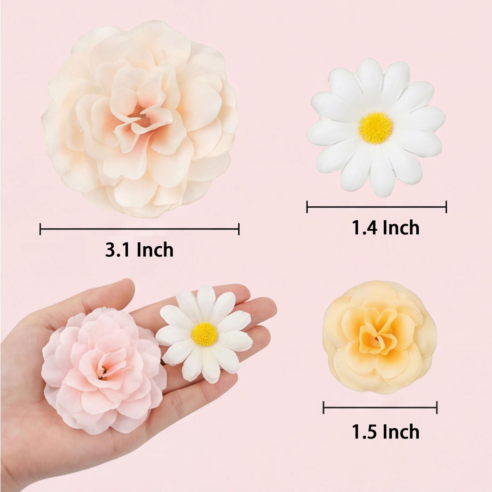 100Pcs Mini Silk Artificial Flower Heads, Fabric Flowers for Crafts, 3D Fabri…
