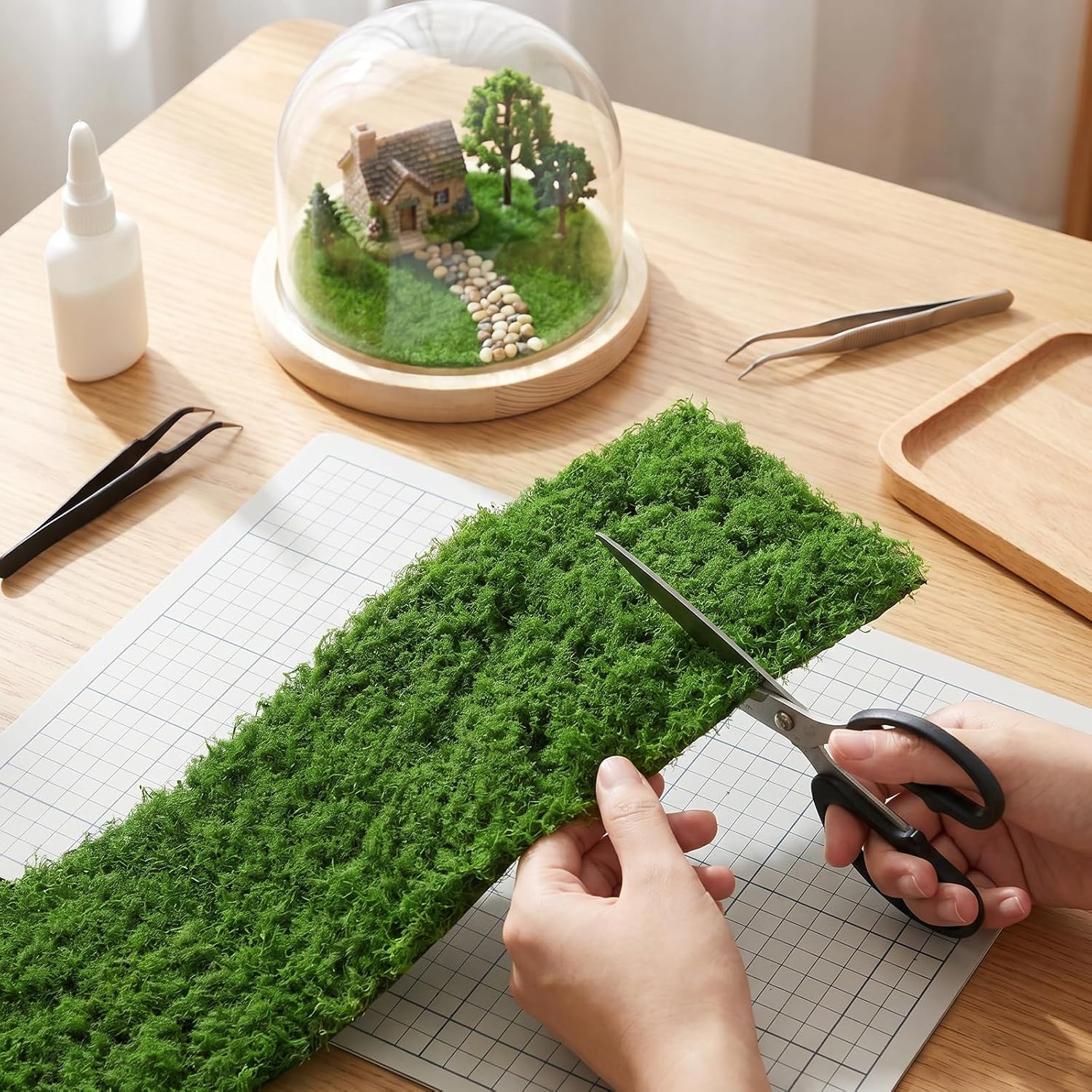 Artificial Moss Mat, 4″ X 47″ Dark Green Fake Moss Roll for Crafts Table Runner