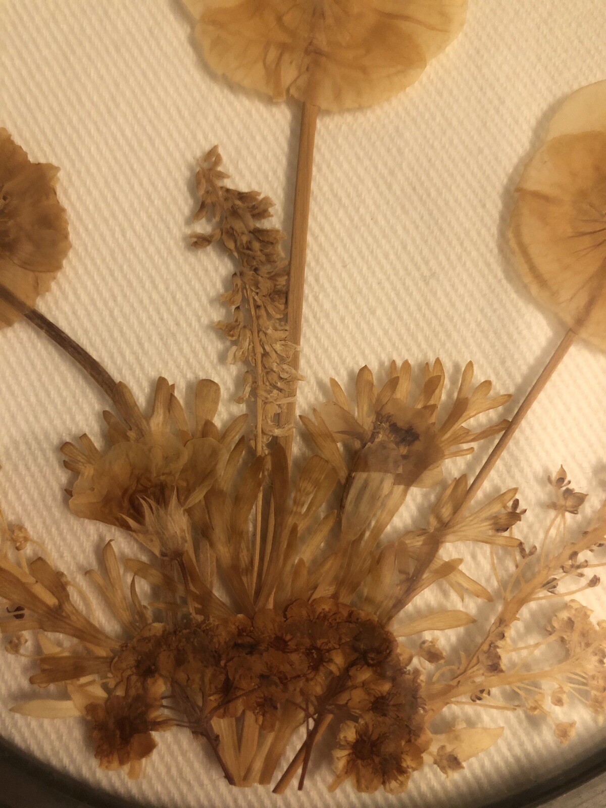 Vintage Lasting Impressions Real Dried Pressed Flowers In Glass Pewter Frame