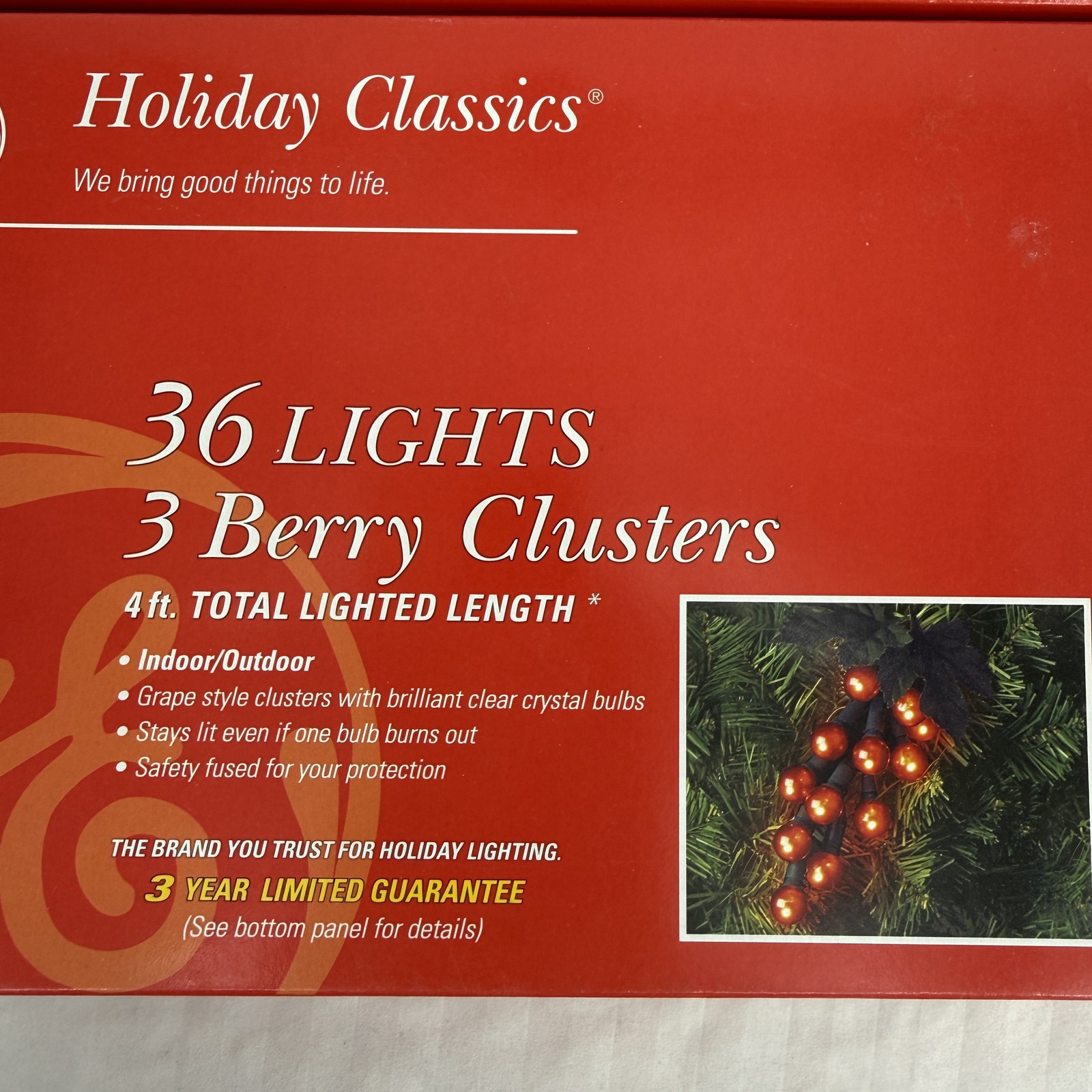 GE Holiday Classics 36 Light 2-Pack Berry Grape Clusters Christmas String Lights