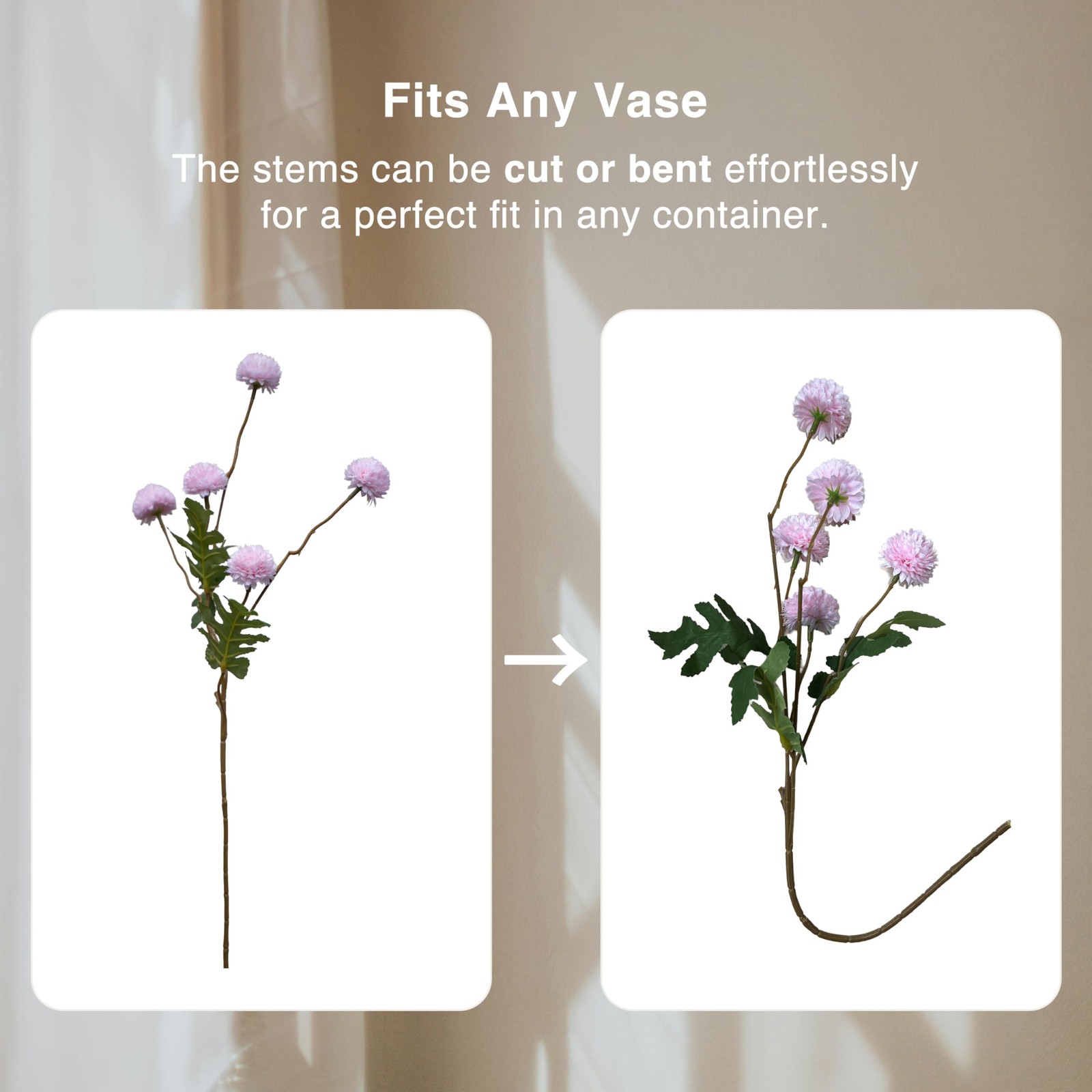 Fake Kiku Flowers for Tall Vase – 10 Silk Artificial Flowers Plus 4 Eucalyptu…