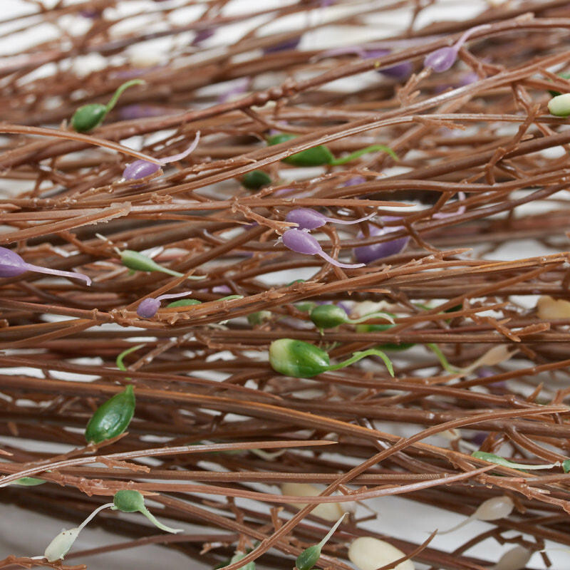 Set of 4 Vinyl Green, Cream, and Purple Artificial Twig 38″ Sprays