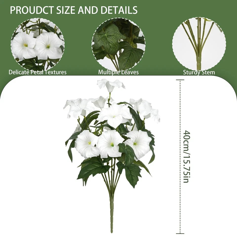 Artificial Flowers for Outdoors, Faux Petunias Spring Summer Decoration, Fake…