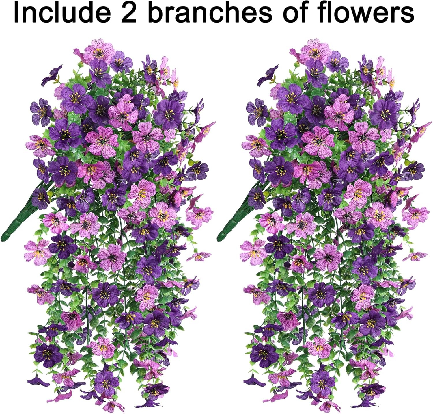 Artificial Faux Hanging Flowers Plants for Spring Outdoor Outside Decoration, 2