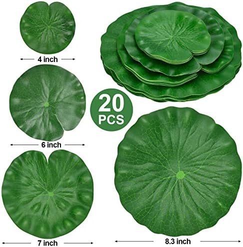 20 Pcs Artificial Lily Pads for Ponds, Realistic Floating Lily Pads Leaves, Lotu