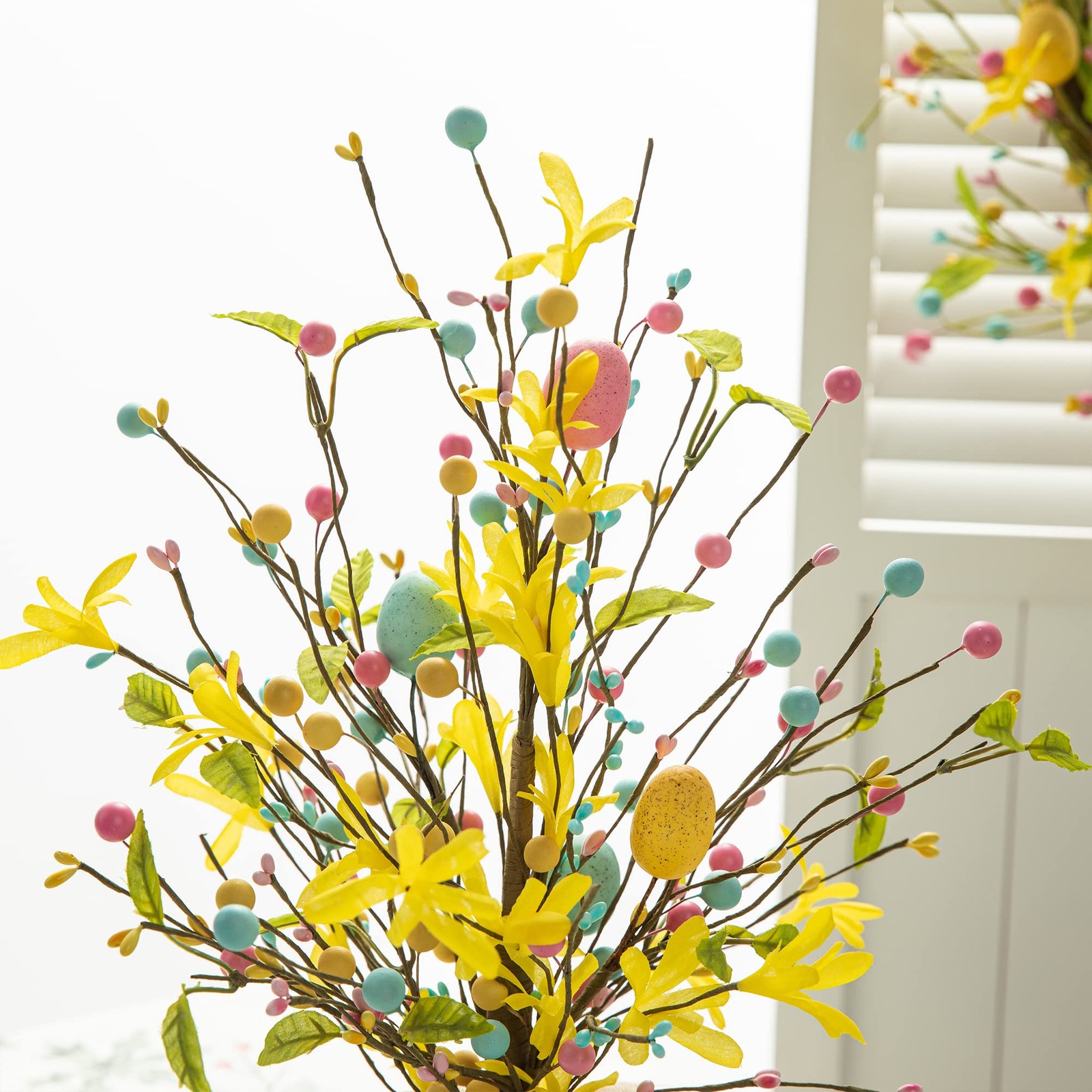18″ Easter Eggs Table Tree Decor Artificial Blossom Tabletop Centerpiece