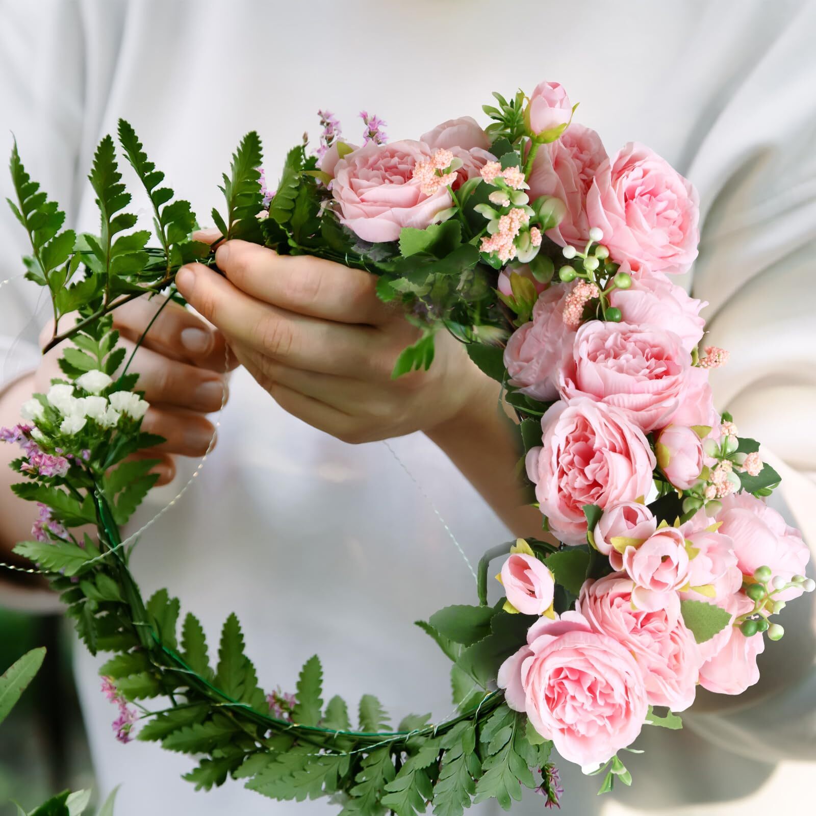 Pink Artificial Peonies 8 Bundles Silk Flowers Faux Peony Bouquet Bulk