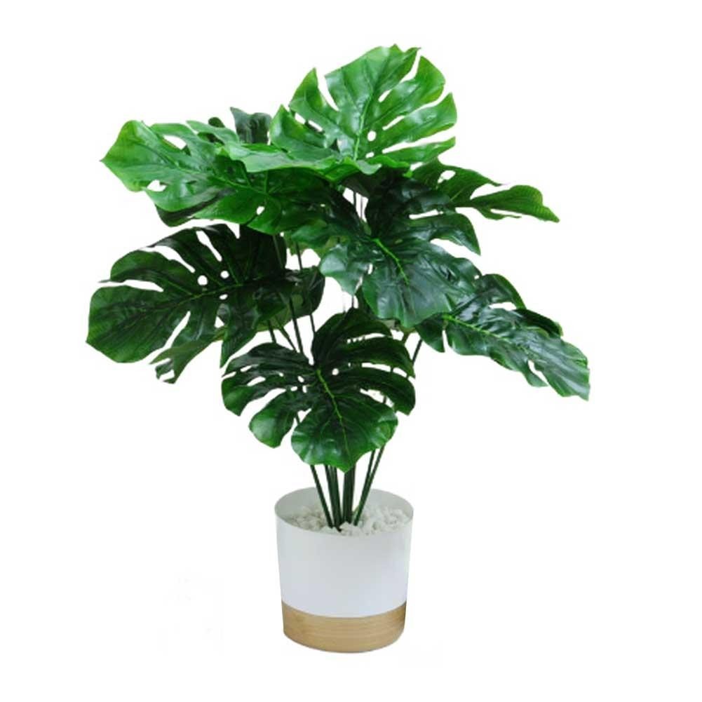 Artificial Tropical Plant Pair in White Pots for Low Maintenance Indoor Decor