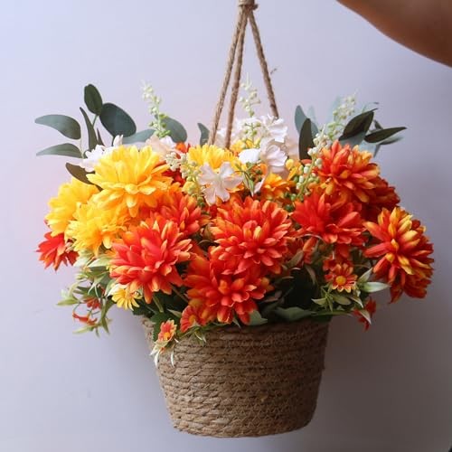 Pack Artificial Marigold Silk Flowers Bouquet, Orange Yellow 6 Yellow/Orange