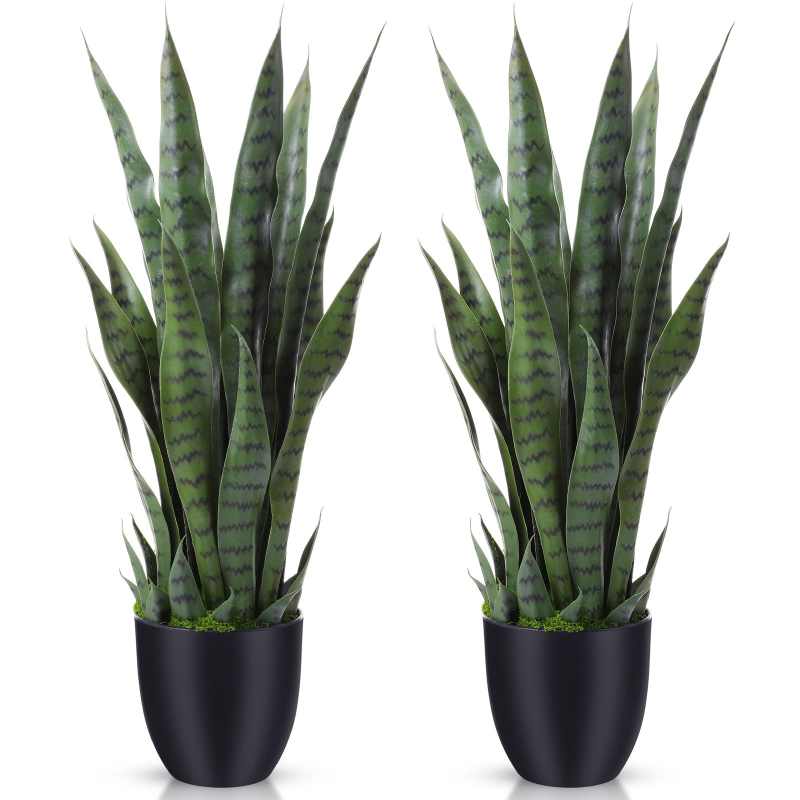 Giegxin Artificial Snake Plant 28″ Faux Sansevieria Plants Indoor Outdoor wit…