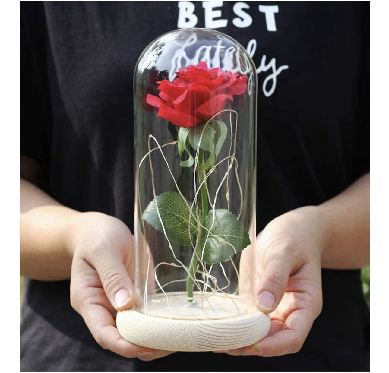 LED Rose in Glass Dome, Romantic Decor, Perfect Gift , FAST SHIPPING