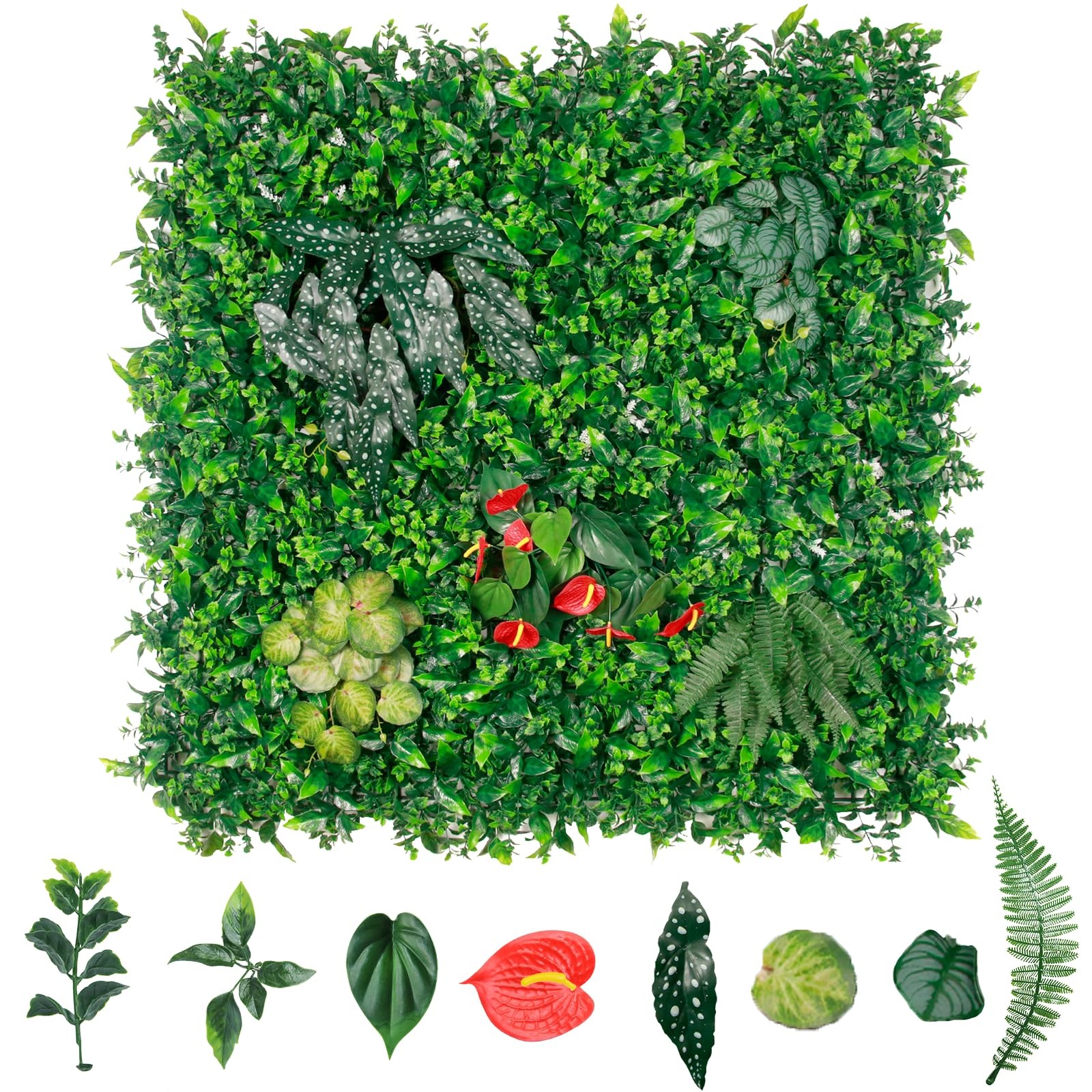 6-Pack Artificial Boxwood Wall Panels 40x40in Each 8-Plant Mix for Weddings