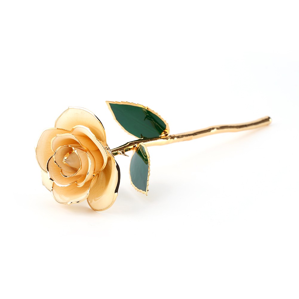 24k Gold Dipped Rose Flower Long Stem Straight Handle Gift