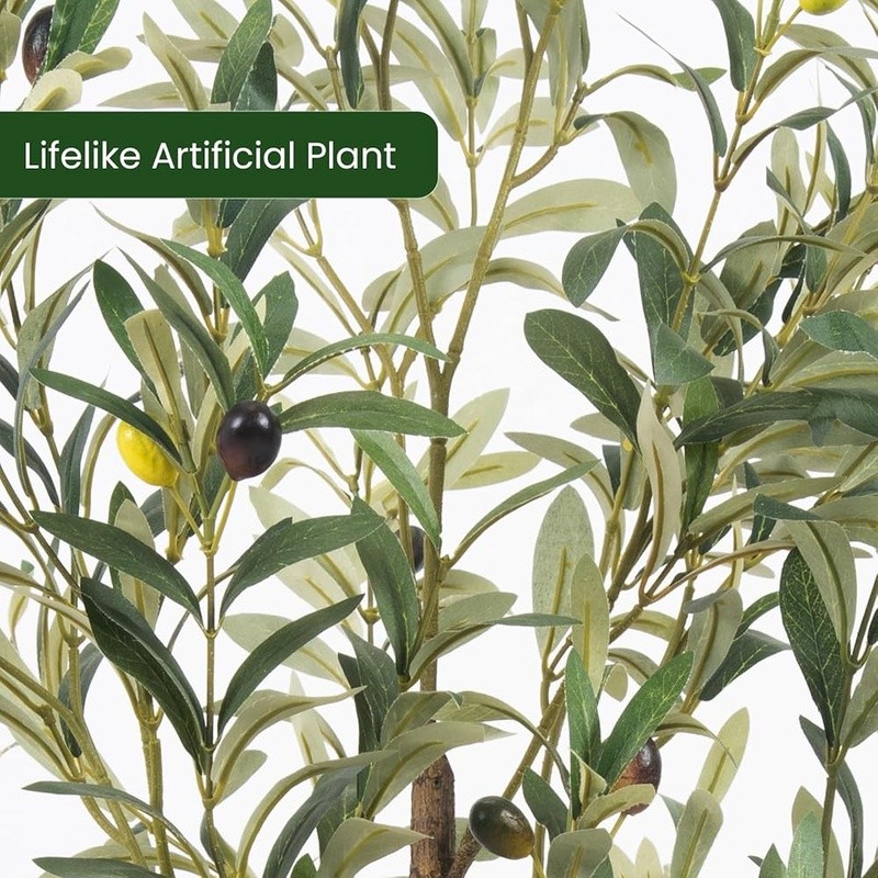 Faux Olive Tree Lifelike Greenery Indoor Outdoor Decor W/ Free Artificial Moss