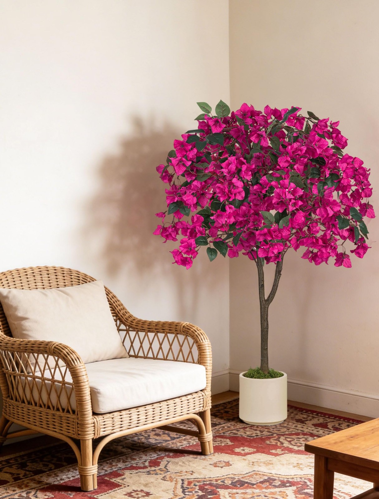 Bougainvillea Artificial Tree for Porch: 2-Pack 3.9ft Hot Pink Fake Flower Tr…