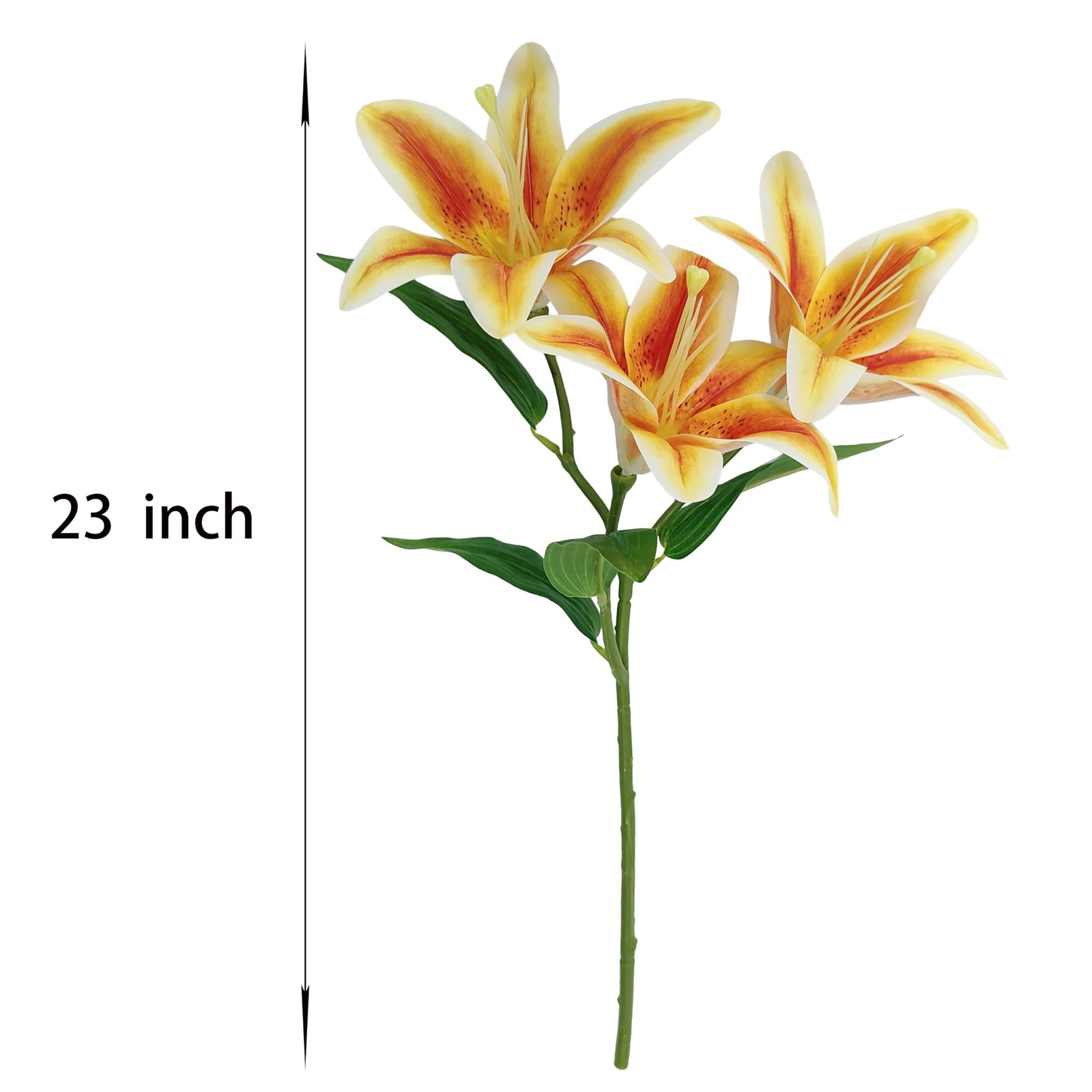 Orange Lily Artificial Flowers,6 Pcs Faux Lilies Flowers,23 Inch Long Stem Ti…